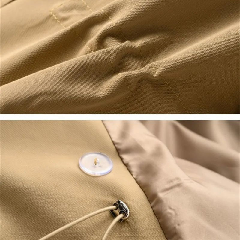 Women's Notched Lapel Trench Coat | Elasticated Waist Mid-Length Angle