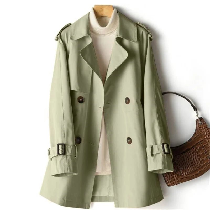 Women's Notched Lapel Trench Coat | Elasticated Waist Mid-Length Hero