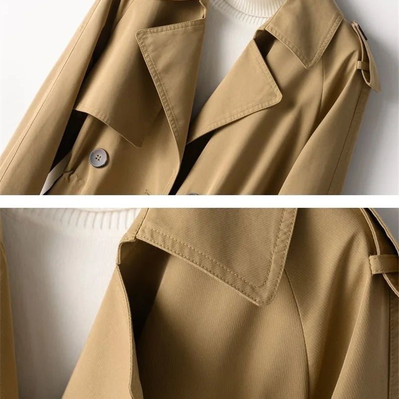 Women's Notched Lapel Trench Coat | Elasticated Waist Mid-Length Lifestyle