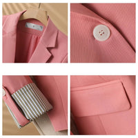 Women's One-Button Blazer | Striped Contrast Cuffs Tailored Fit Back