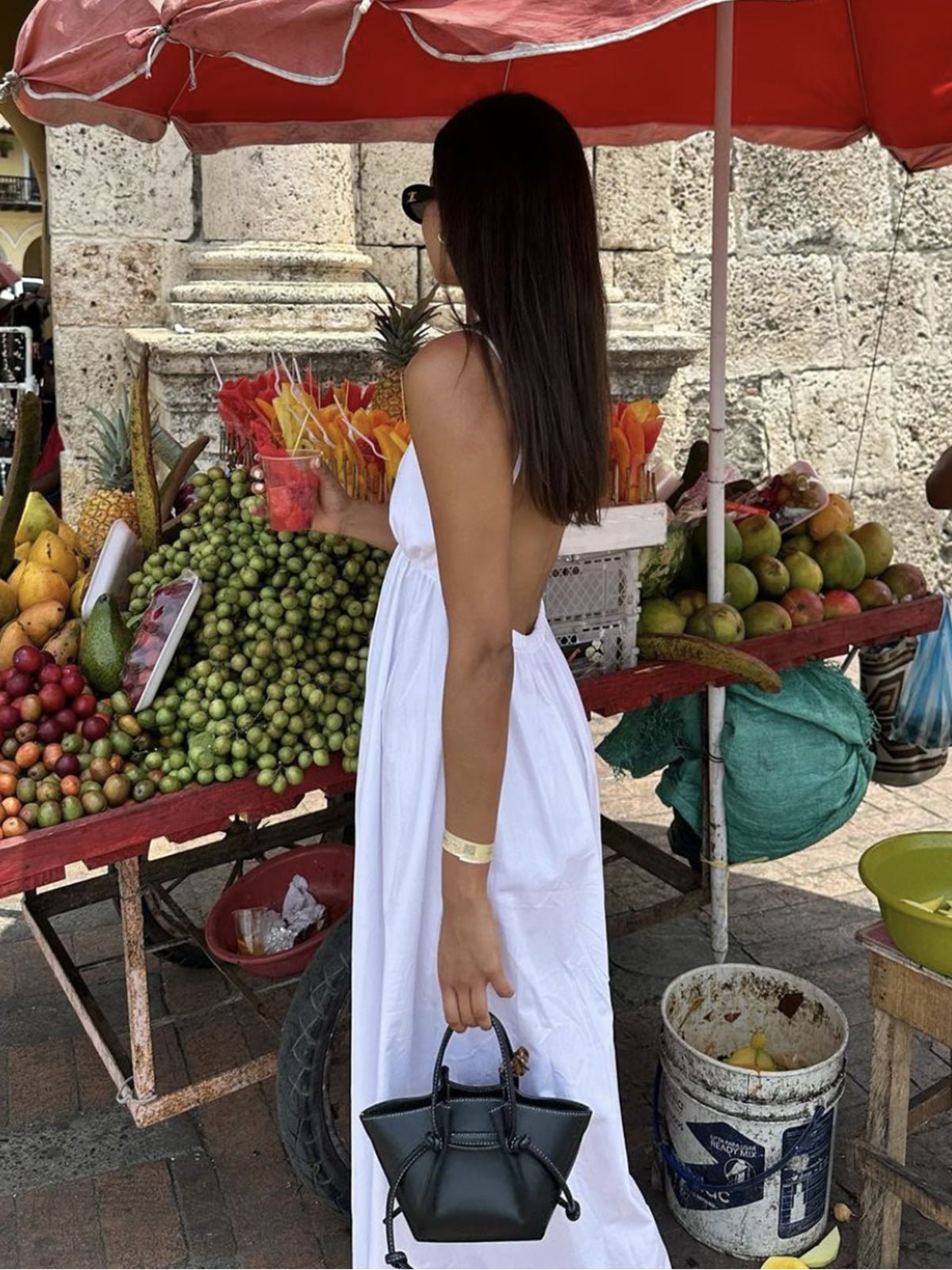 Women's Open Back Coastal Maxi Dress Side