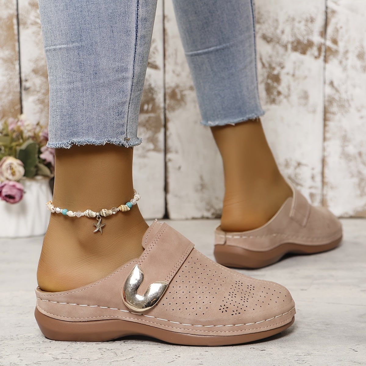 Women's Orthopedic Comfort Slippers | Non-Slip Sole Buckle Angle