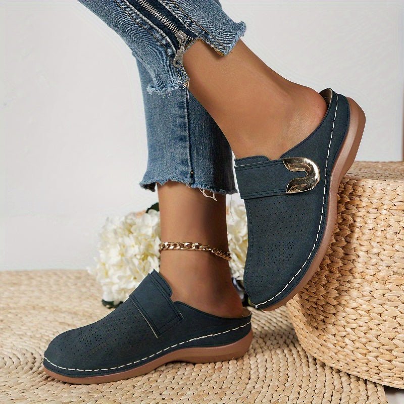 Women's Orthopedic Comfort Slippers | Non-Slip Sole Buckle Close Up