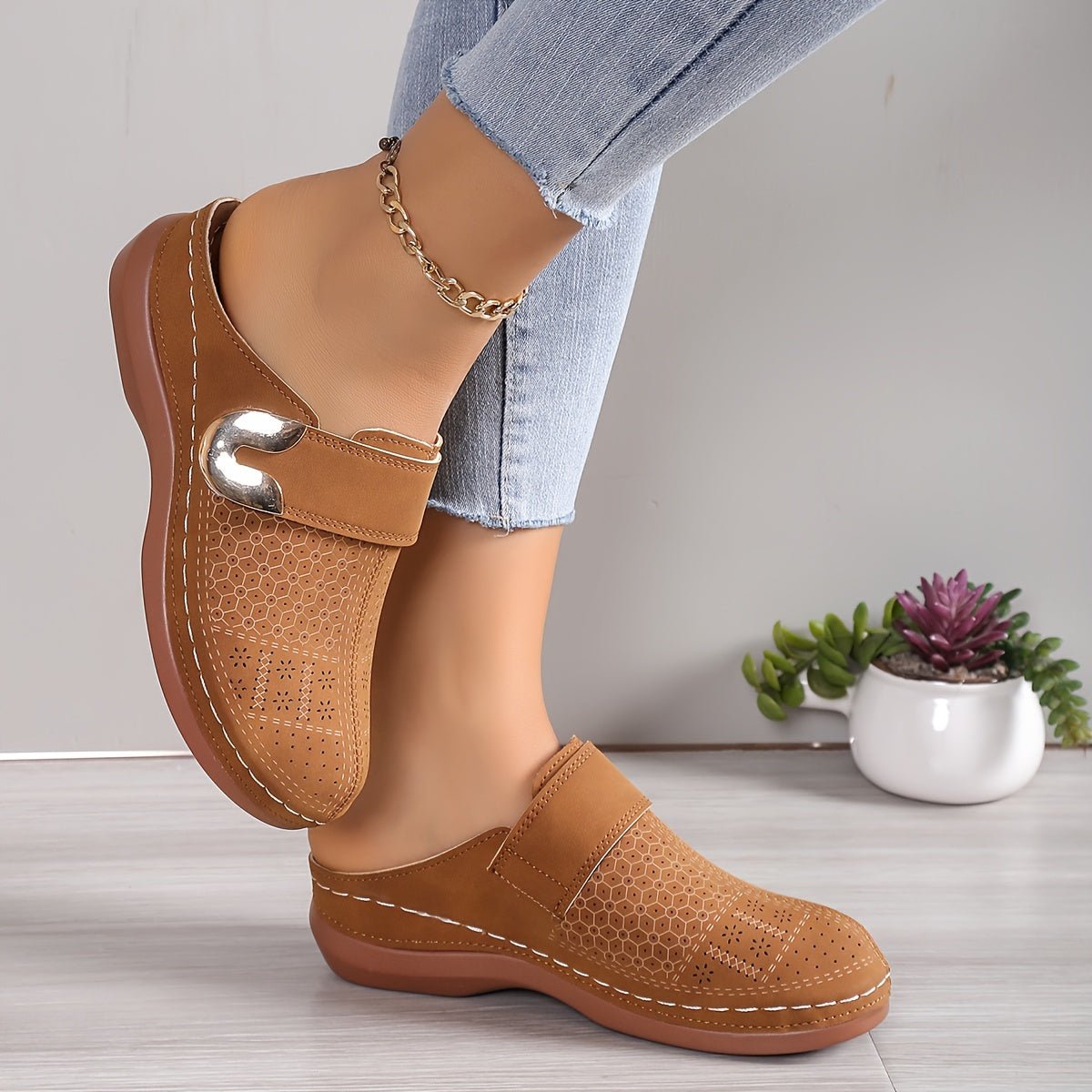 Women's Orthopedic Comfort Slippers | Non-Slip Sole Buckle Front