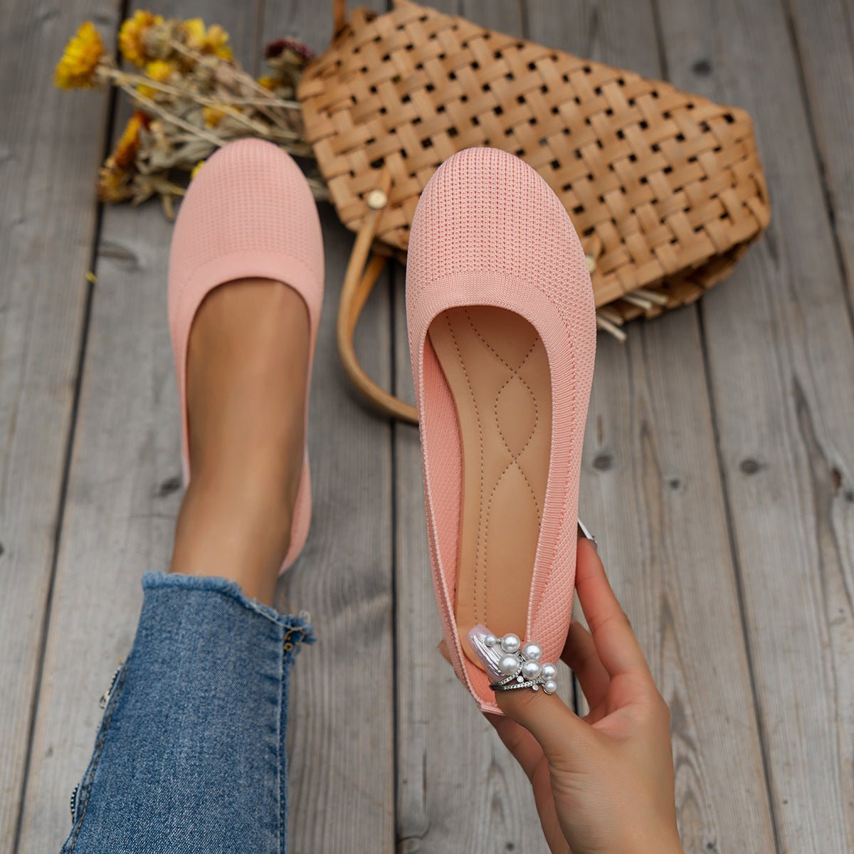 Women's Orthopedic Slip On Sneakers | Ribbed Knit Huarache Full
