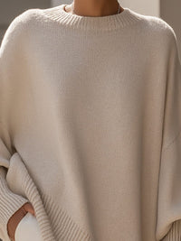 Women's Oversized Asymmetrical Merino Wool Sweater | Draped Knit Front
