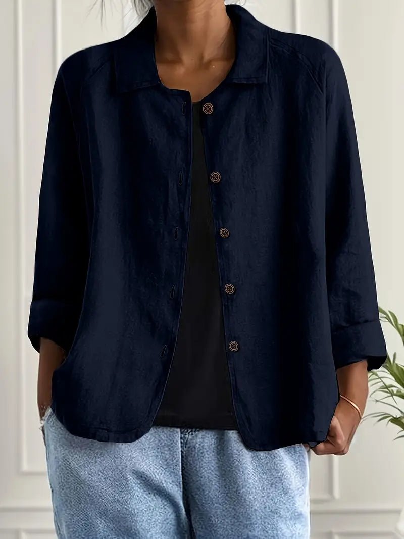 Women's Oversized Button Front Blazer | Relaxed Tailored Jacket View 12