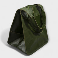 Women's Oversized Leather Weekender Bag | Structured Carry Detail