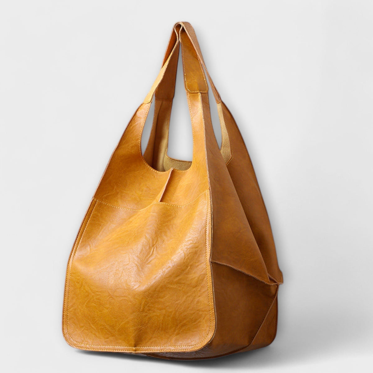 Women's Oversized Leather Weekender Bag | Structured Carry Front
