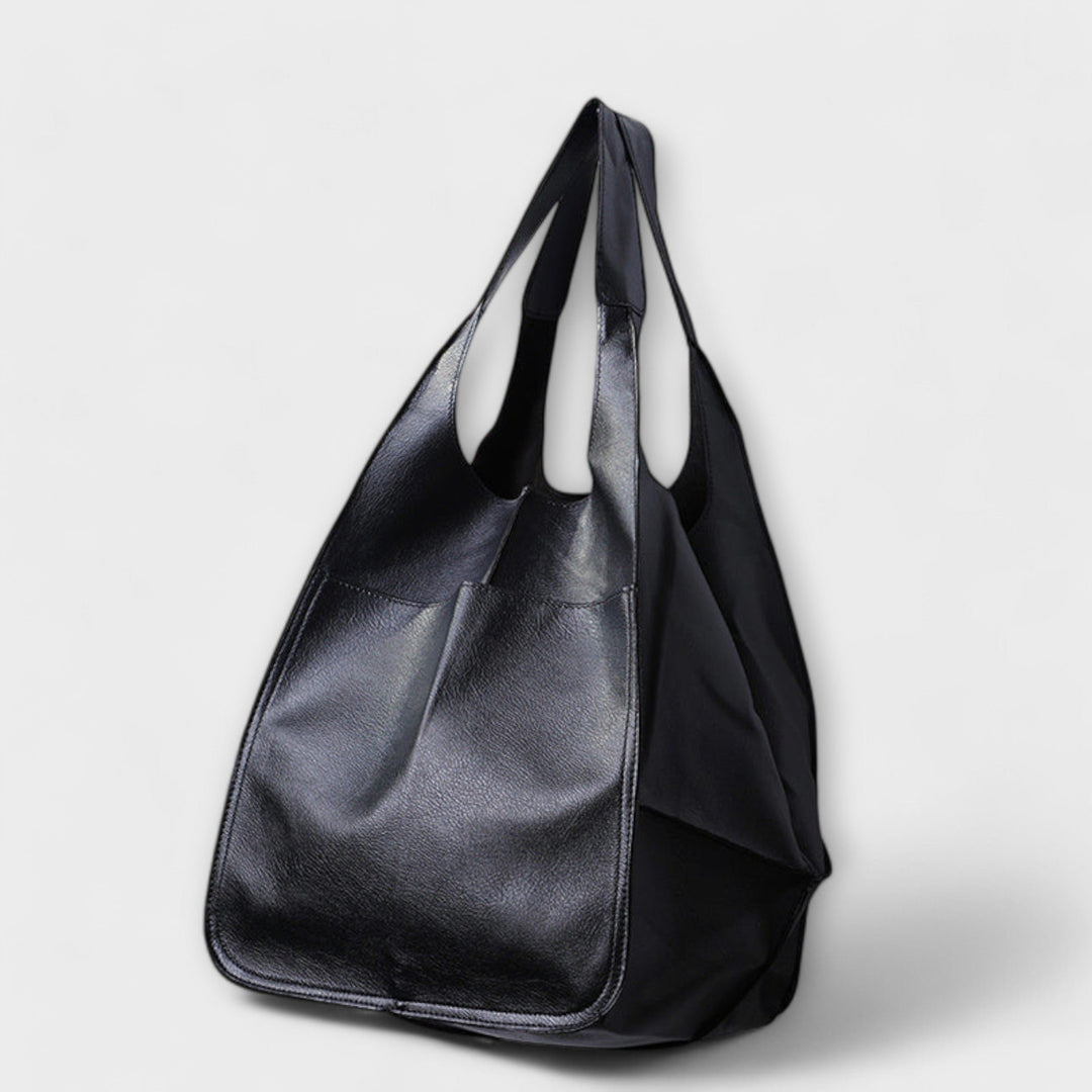 Women's Oversized Leather Weekender Bag | Structured Carry Hero