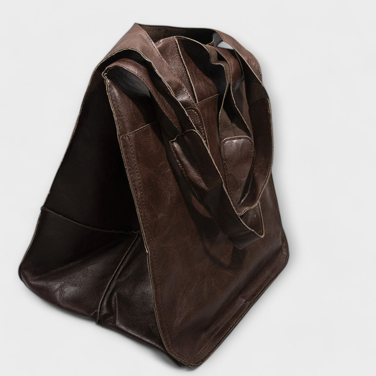 Women's Oversized Leather Weekender Bag | Structured Carry Side