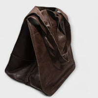 Women's Oversized Leather Weekender Bag | Structured Carry Side