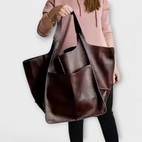 Women's Oversized Leather Weekender Bag | Structured Carry View 16