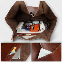 Women's Oversized Leather Weekender Bag | Structured Carry View 19