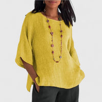 Women's Oversized Linen Blouse | Hip Length Relaxed Fit Back