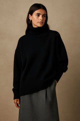 Women's Oversized Roll Neck Sweater | Relaxed Knit Pullover