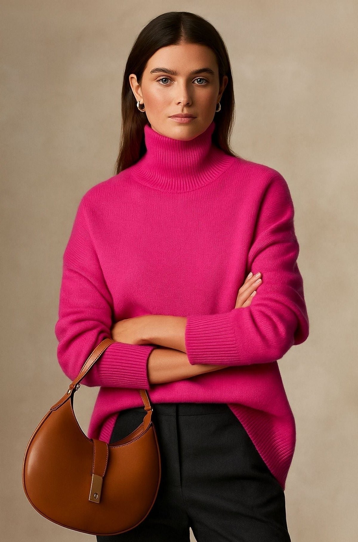 Women's Oversized Roll Neck Sweater | Relaxed Knit Pullover Lifestyle