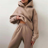 Women's Oversized Tracksuit Set | Cropped Hoodie Relaxed Fit