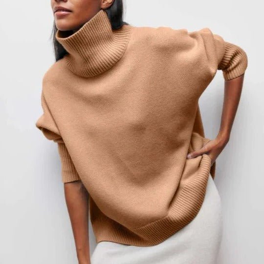 Women's Oversized Turtleneck Sweater | Cape Back Knit Back