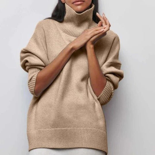 Women's Oversized Turtleneck Sweater | Cape Back Knit Detail