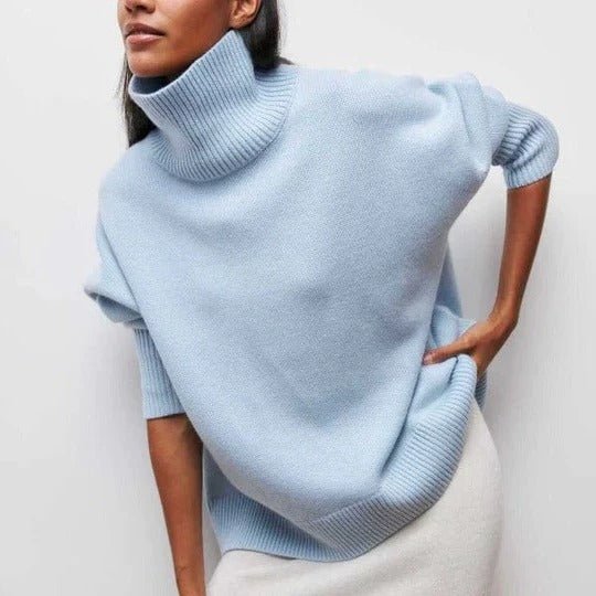Women's Oversized Turtleneck Sweater | Cape Back Knit Hero