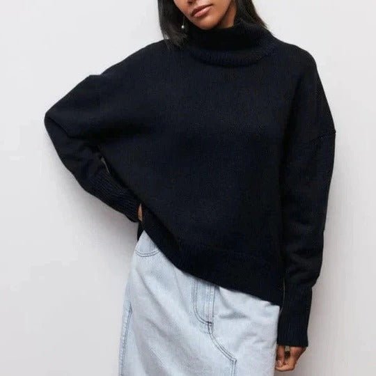 Women's Oversized Turtleneck Sweater | Cape Back Knit Lifestyle
