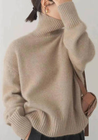 Women's Oversized Turtleneck Sweater | Relaxed Fit Knit Close Up