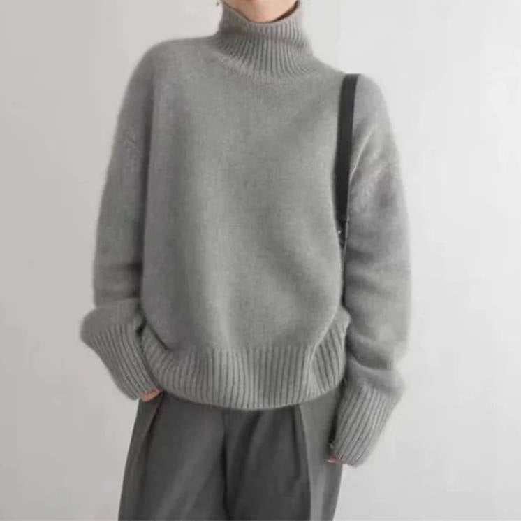 Women's Oversized Turtleneck Sweater | Relaxed Fit Knit Detail