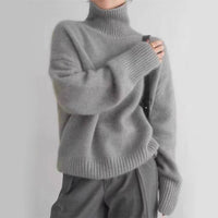 Women's Oversized Turtleneck Sweater | Relaxed Fit Knit Side