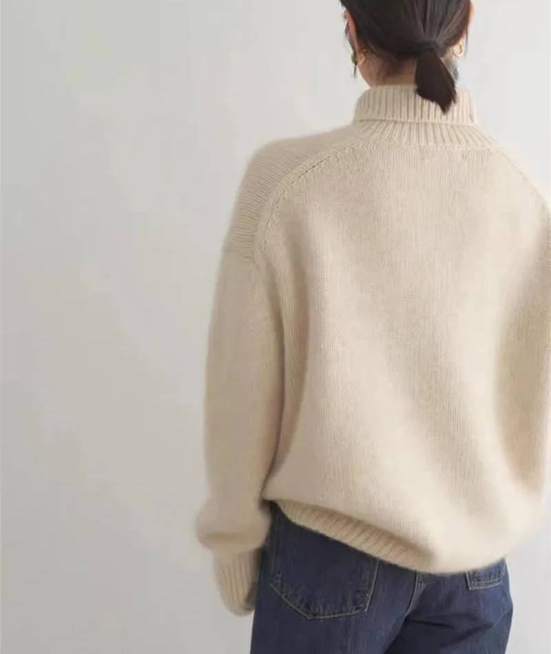 Women's Oversized Turtleneck Sweater | Relaxed Knit Fit Angle