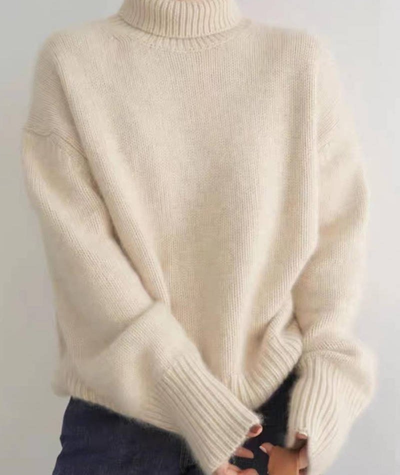 Women's Oversized Turtleneck Sweater | Relaxed Knit Fit Back