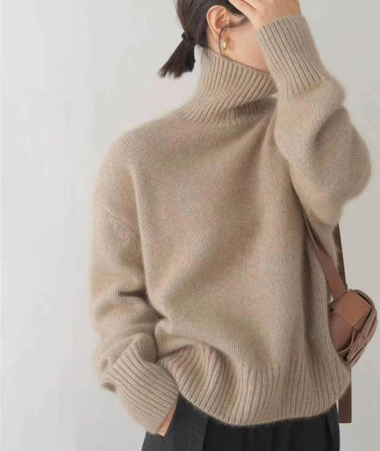 Women's Oversized Turtleneck Sweater | Relaxed Knit Fit Front