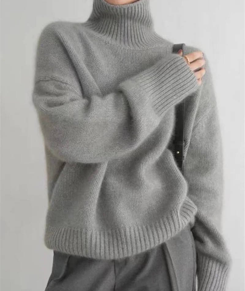Women's Oversized Turtleneck Sweater | Relaxed Knit Fit Full