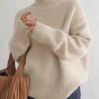 Women's Oversized Turtleneck Sweater | Relaxed Knit Fit Side