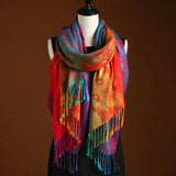 Women's Peacock Pattern Shawl | Bohemian Fringe