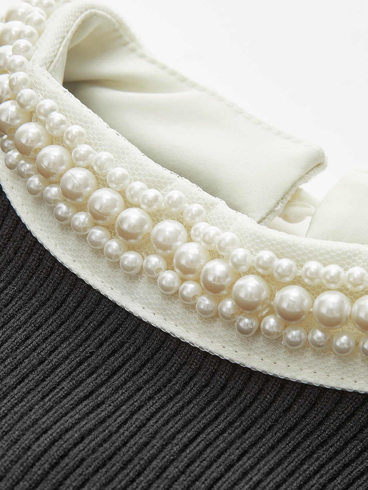 Women's Pearl Trim Contrast Sweater | Slim Fit Knit Back