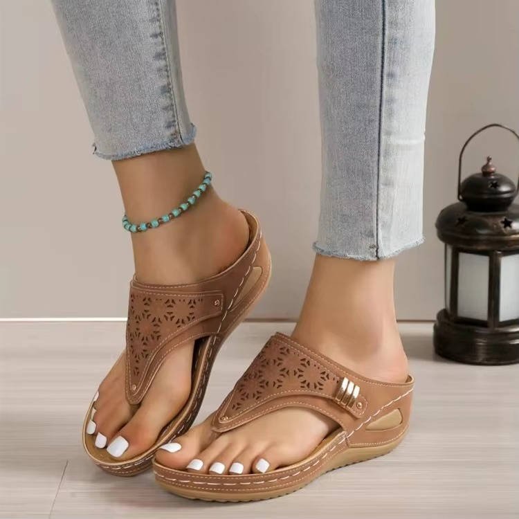 Women's Perforated Orthopedic Walking Sandals | Arch Support Front