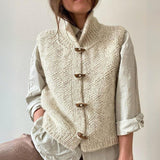 Women's Plain Sleeveless Vest | Toggle Button Basic Layering