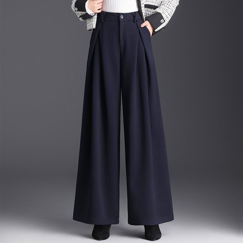 Women's Pleated Wide Leg Pants | Wool-Blend Tailored Fit Detail