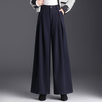 Women's Pleated Wide Leg Pants | Wool-Blend Tailored Fit Detail