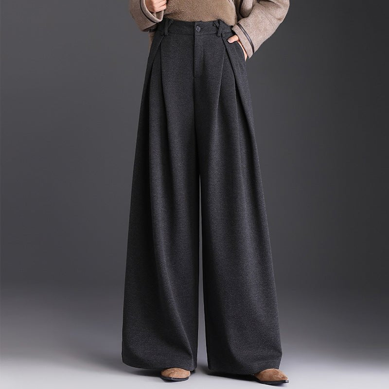 Women's Pleated Wide Leg Pants | Wool-Blend Tailored Fit Side