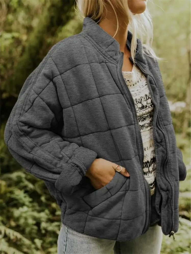 Women's Quilted Oversized Bomber Jacket | Casual Relaxed Fit Hero