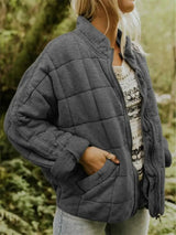 Women's Quilted Oversized Bomber Jacket | Casual Relaxed Fit
