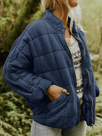 Women's Quilted Oversized Bomber Jacket | Casual Relaxed Fit View 11
