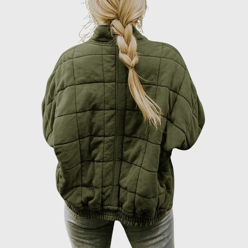 Women's Quilted Oversized Jacket | Relaxed Fit Fall Layer Close Up