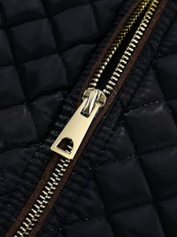 Women's Quilted Zip Up Jacket | Stand Collar Hip Length Back