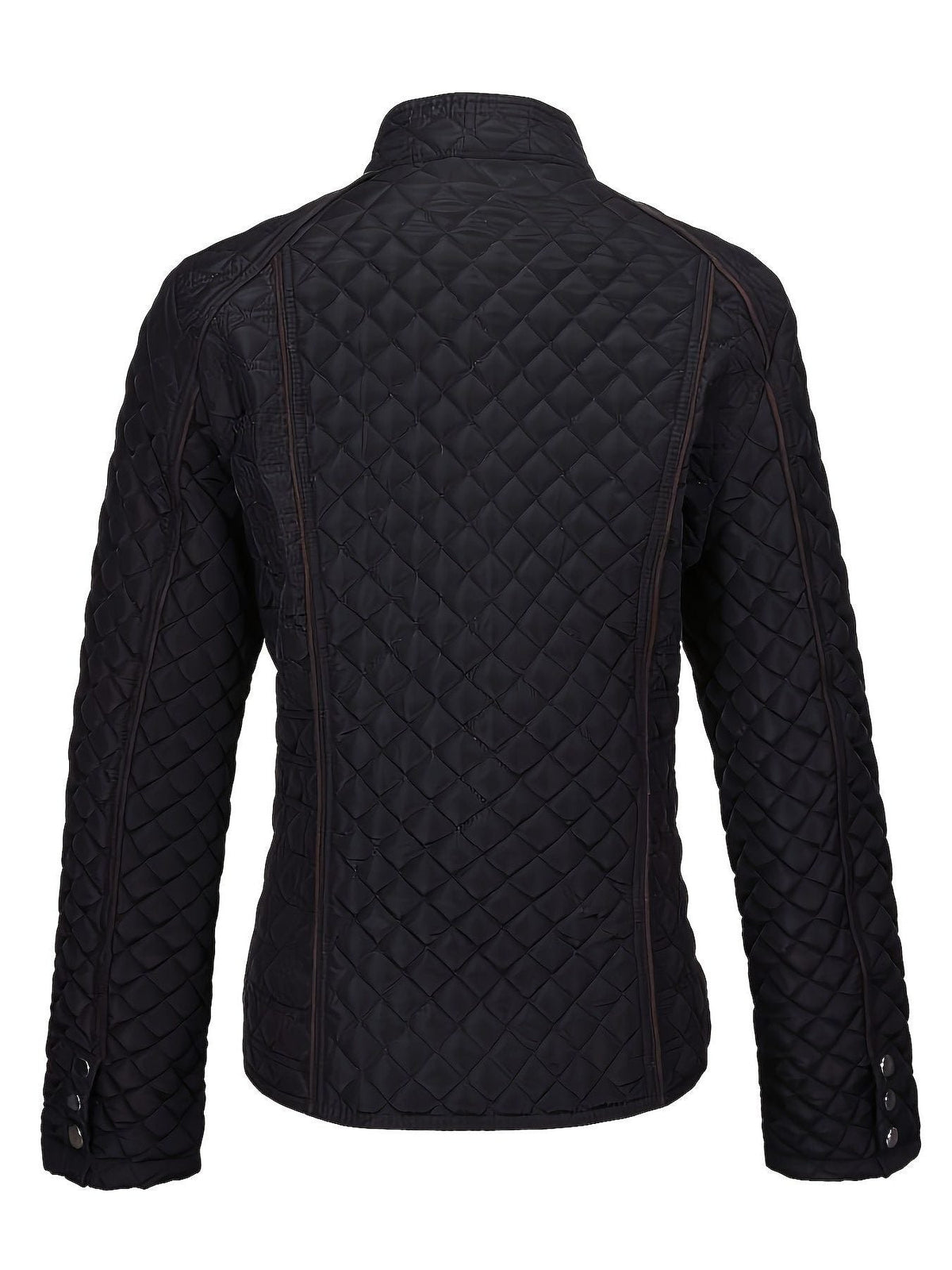 Women's Quilted Zip Up Jacket | Stand Collar Hip Length Front