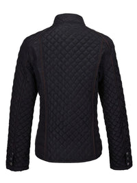 Women's Quilted Zip Up Jacket | Stand Collar Hip Length Front