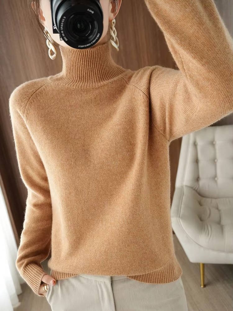 Women's Raglan Sleeve Turtleneck Sweater | Relaxed Knit Angle
