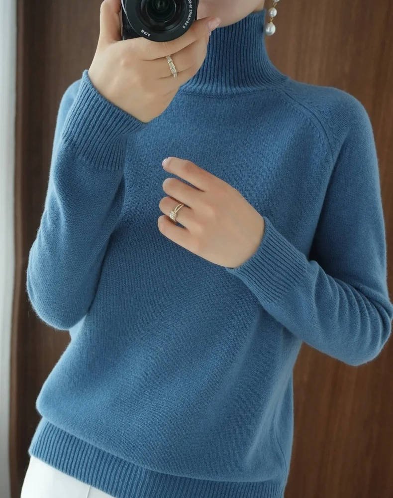 Women's Raglan Sleeve Turtleneck Sweater | Relaxed Knit Detail
